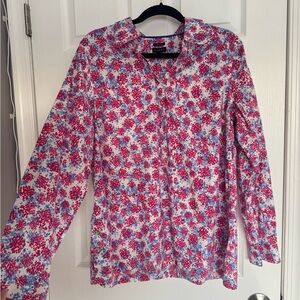 Talbots Non Iron Popover Blouse Shirt Floral Women's Size 16